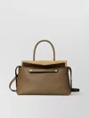 Tory Burch Adjustable Strap Leather Handbag With Front Pocket