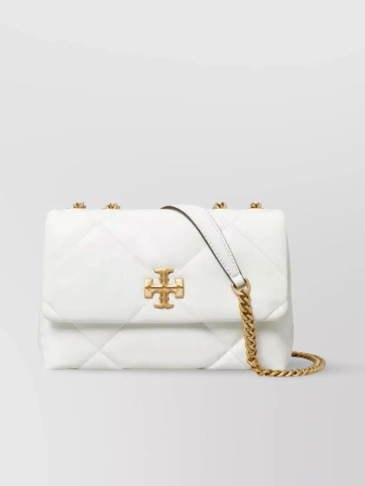 Tory Burch Adjustable Strap Quilted Shoulder Bag In White