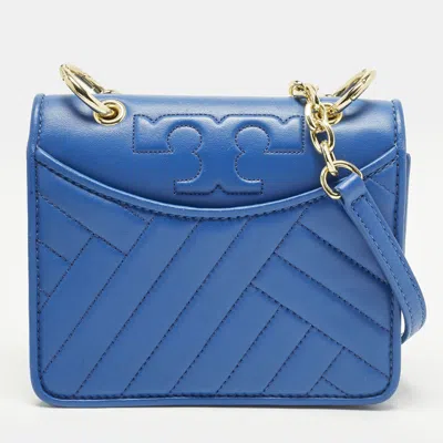 Pre-owned Tory Burch Alexa Blue Quilted Leather Shoulder Bag