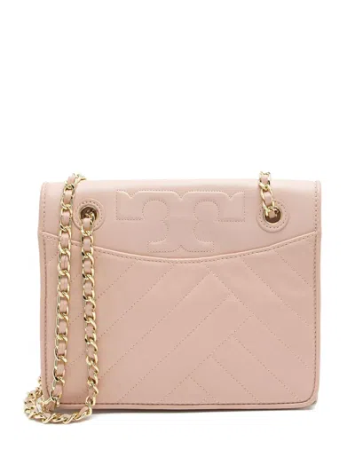 Pre-owned Tory Burch Alexa Chevron Chain Cross Body Bag In Pink