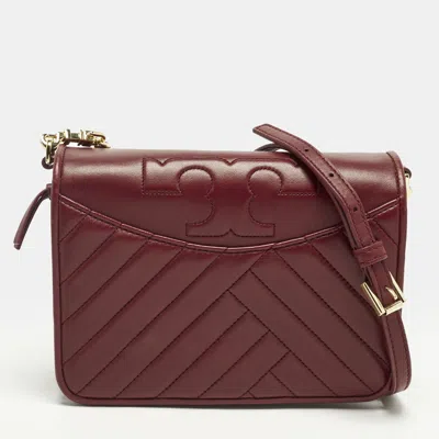 Pre-owned Tory Burch Alexa Combo Red Leather Crossbody Bag