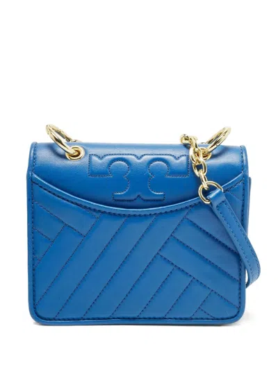 Pre-owned Tory Burch Alexa Quilted Leather Shoulder Bag In Blue