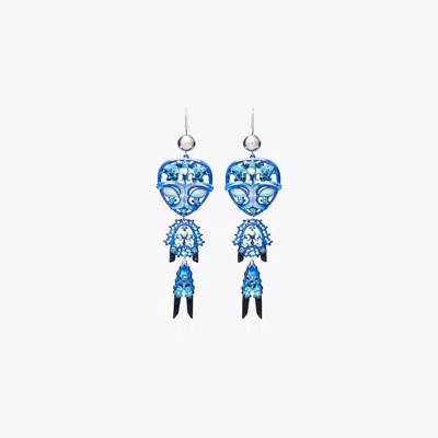 Tory Burch Alien Earrings In Tory Silver/blue