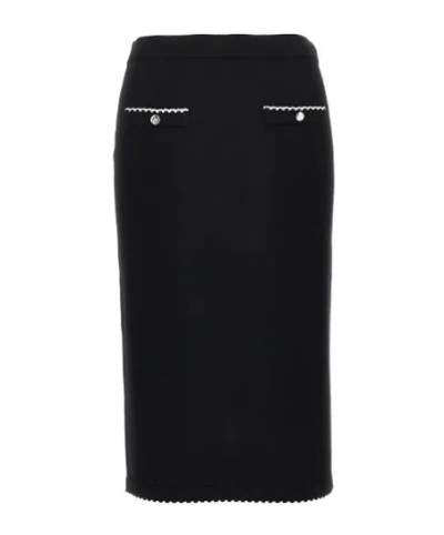 Tory Burch Button-detail Pencil Midi Skirt In Black
