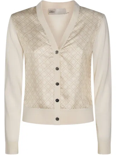 TORY BURCH ALL-OVER LOGO CARDIGAN