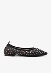 Tory Burch Black Ballet Flats With All-over Crystals Application In Tech Fabric Woman In Black