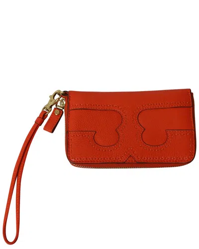 Tory Burch All T Leather Wristlet Wallet
