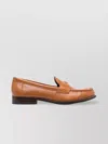 Tory Burch Almond Toe Leather Loafers With Scalloped Trim In Beige