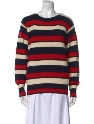 Pre-owned Tory Burch Alpaca Striped Sweater In Black