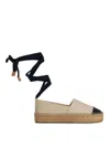 Tory Burch White Espadrilles With Metallic Logo On The Front And Ankle Strap In Leather Woman In Cream