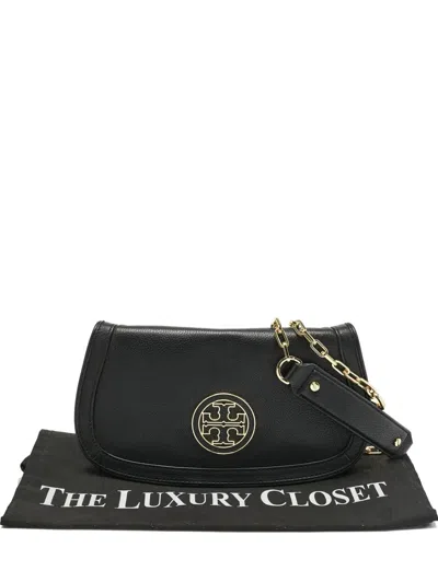 Pre-owned Tory Burch Amanda Leather Shoulder Bag In Black