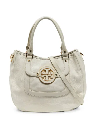 Pre-owned Tory Burch Amanda Leather Tote Bag In Neutral