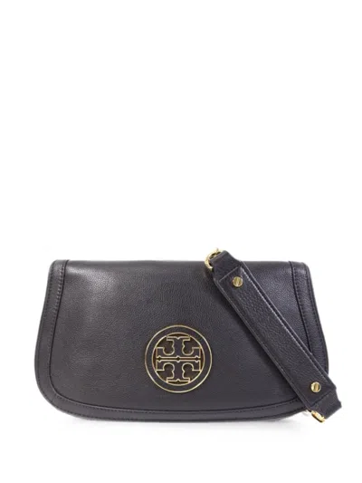Pre-owned Tory Burch Amanda Logo-plaque Clutch Bag In Black
