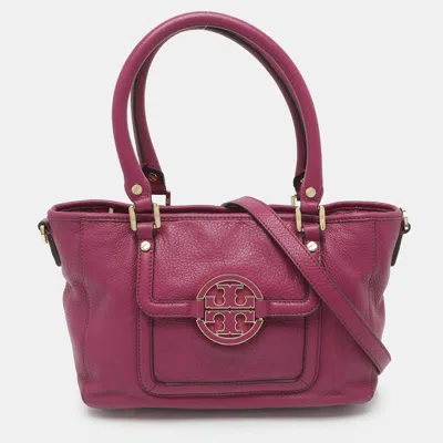 Pre-owned Tory Burch Amanda Purple Leather Tote