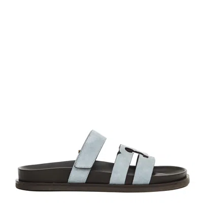 Tory Burch Anatomical Suede Slide Sandals With Cross-over Straps