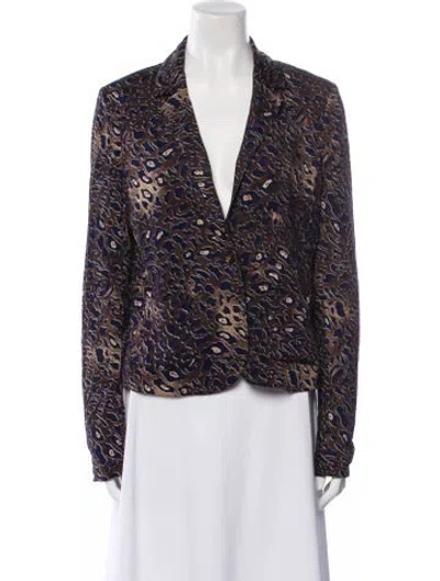 Pre-owned Tory Burch Animal Print Blazer In Blue