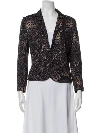 Pre-owned Tory Burch Animal Print Blazer In Blue