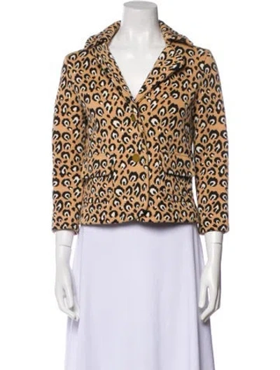 Pre-owned Tory Burch Animal Print Blazer In Brown