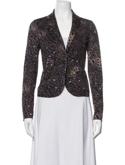 Pre-owned Tory Burch Animal Print Blazer W/ Tags In Blue