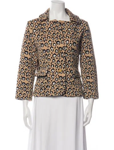 Pre-owned Tory Burch Animal Print Blazer W/ Tags In Brown