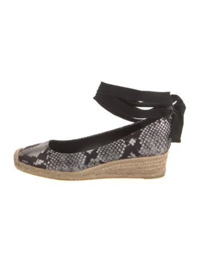 Pre-owned Tory Burch Animal Print Espadrille Sneakers In Grey