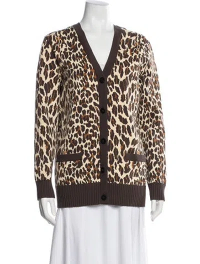 Pre-owned Tory Burch Animal Print Evening Jacket In Brown