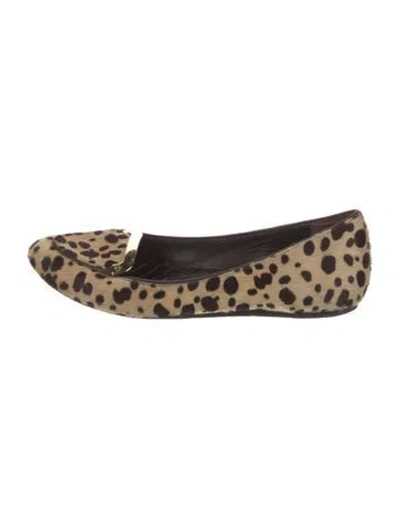 Pre-owned Tory Burch Animal Print Flats In Brown