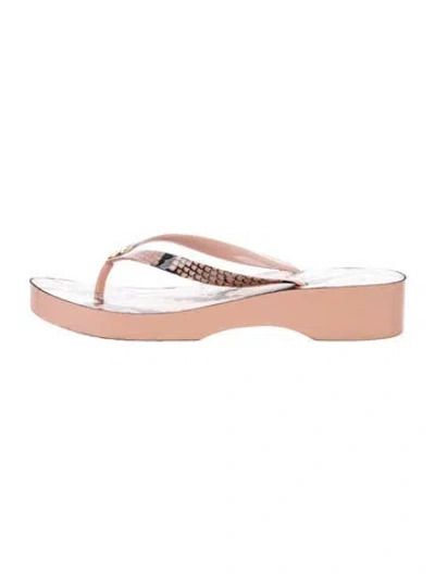 Pre-owned Tory Burch Animal Print Flip Flops In Pink