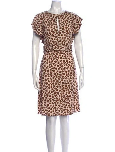 Pre-owned Tory Burch Animal Print Knee-length Dress In Neutral