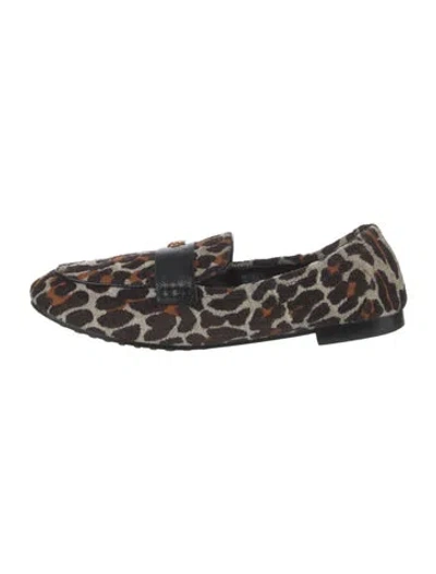 Pre-owned Tory Burch Animal Print Loafers In Brown
