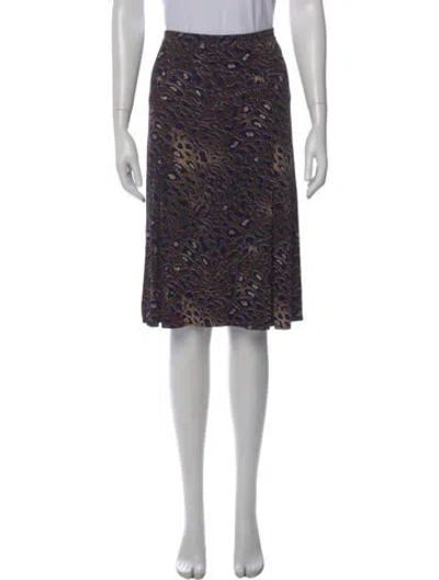 Pre-owned Tory Burch Animal Print Midi Length Skirt In Brown