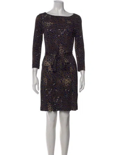 Pre-owned Tory Burch Animal Print Mini Dress In Blue