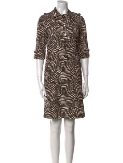 Pre-owned Tory Burch Animal Print Mini Dress In Brown