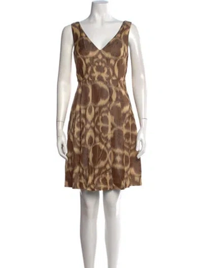 Pre-owned Tory Burch Animal Print Mini Dress In Brown