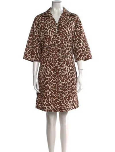 Pre-owned Tory Burch Animal Print Mini Dress In Neutral