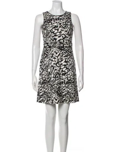 Pre-owned Tory Burch Animal Print Mini Dress In White