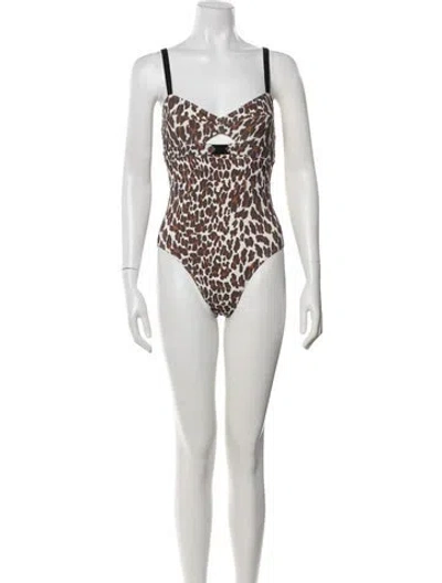 Pre-owned Tory Burch Animal Print One-piece In Neutrals