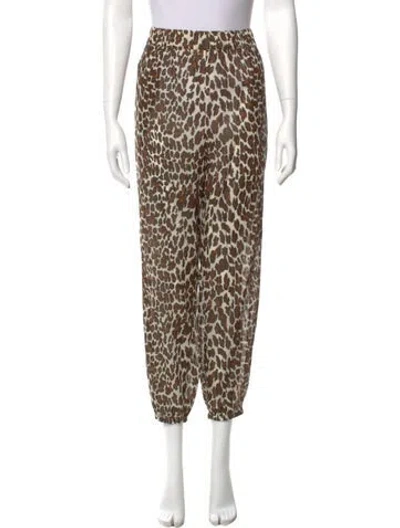 Pre-owned Tory Burch Animal Print Skinny Leg Pants W/ Tags In Brown