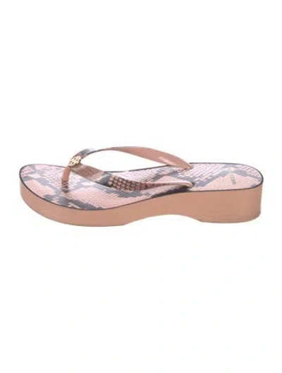 Pre-owned Tory Burch Animal Print Slides In Pink
