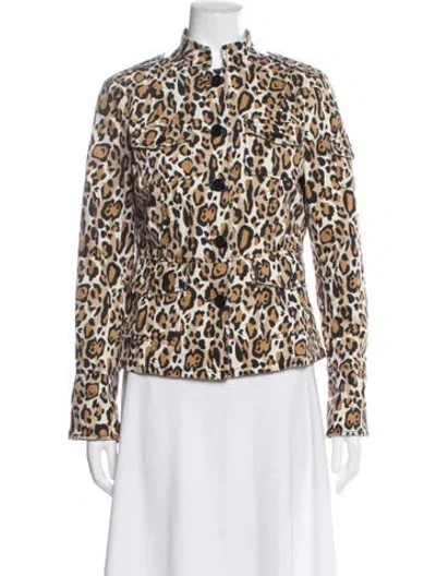 Pre-owned Tory Burch Animal Print Utility Jacket In Neutral