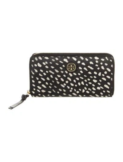 Pre-owned Tory Burch Animal Print Wallet In Black