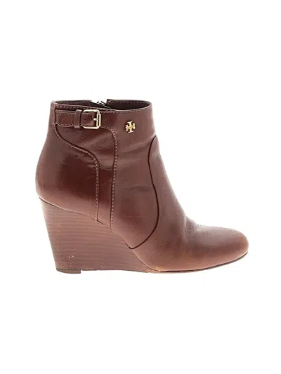 Pre-owned Tory Burch Ankle Boots In Brown