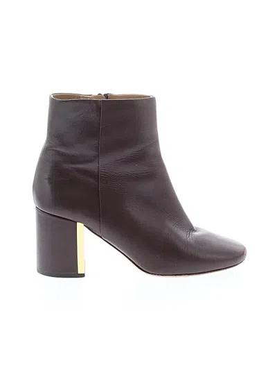 Pre-owned Tory Burch Ankle Boots In Burgundy