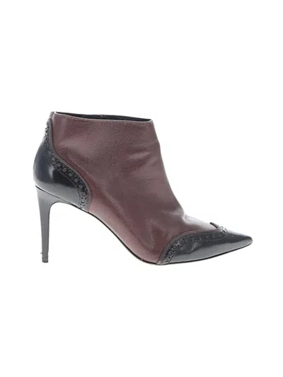 Pre-owned Tory Burch Ankle Boots In Burgundy