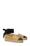 Tory Burch Ankle Wrap Cap Toe Platform Espadrille In White