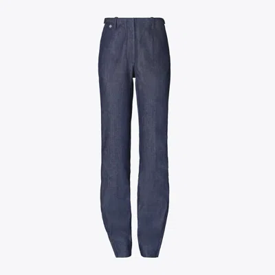 Tory Burch Ankle-zip Cotton Jeans In Blue