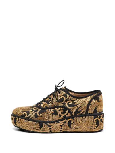 Pre-owned Tory Burch Arden Platform Oxford Shoes In Gold