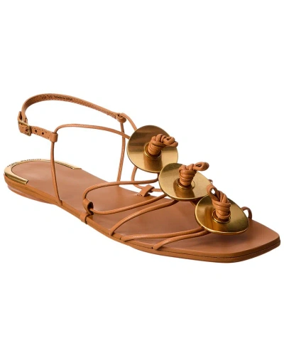 Tory Burch Artisanal Knot Leather Sandal In Brown