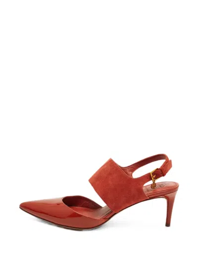 Pre-owned Tory Burch Ashton Slingback Pumps In Red
