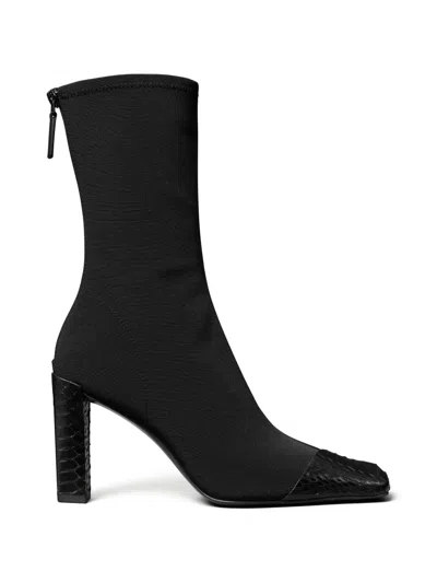 Tory Burch Asymmetric Cap-toe Boots In Black
